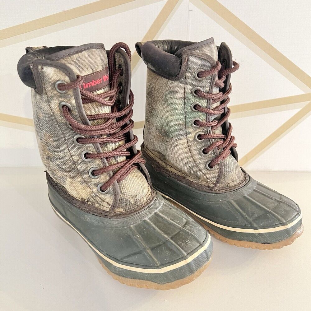 Kids Timber Wolf Camo Steel Shank Thermolite Boots Size 12 Lace Up Boots